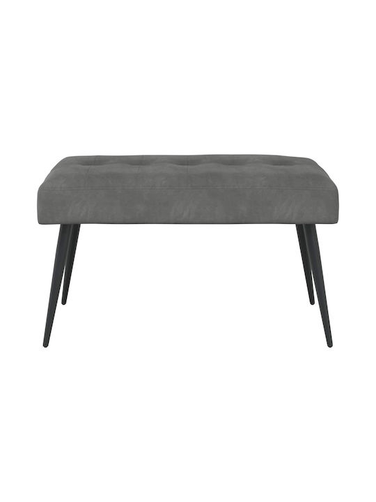 Velvet Upholstered Bench Stool Dark Grey 80x40x46cm