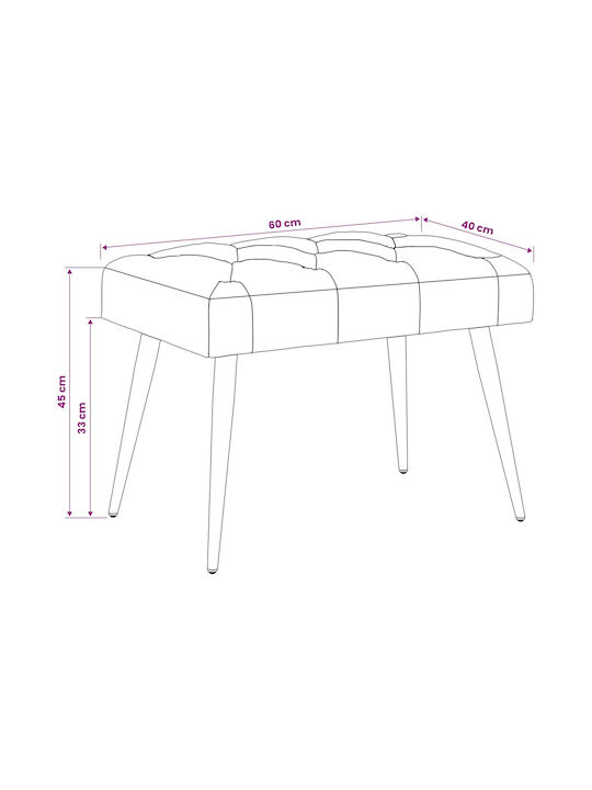 Velvet Upholstered Bench Stool Turquoise 60x40x45cm