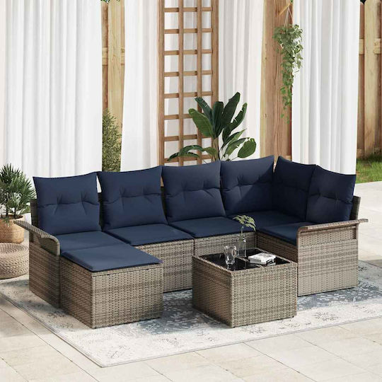 Garten- und Outdoor-Möbelset 7 Stück mit Kissen