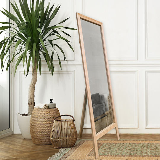 Fratelli Home Leva Floor Mirror with Brown Wooden Frame 145x45cm