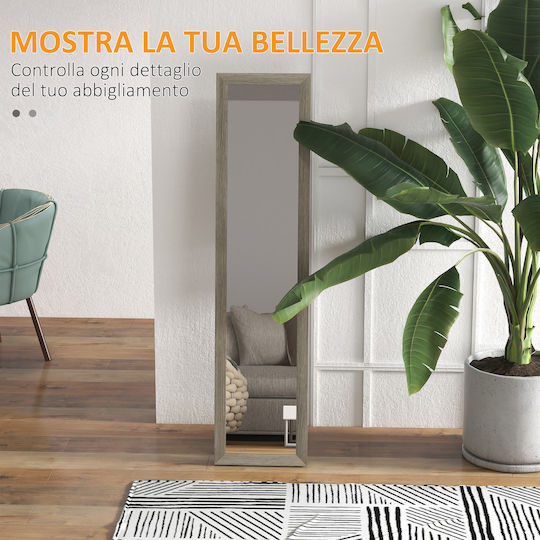 HomCom Καθρέπτης με Γκρι Ξύλινο Πλαίσιο 157x37cm
