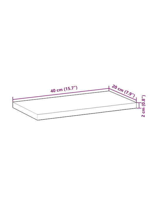 vidaXL Rectangular Bookcase Shelf Made of Solid Acacia Wood 40x20x2cm 3279335