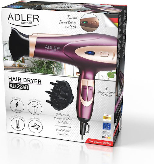 Adler Ionic Πιστολάκι Μαλλιών με Φυσούνα 2400W
