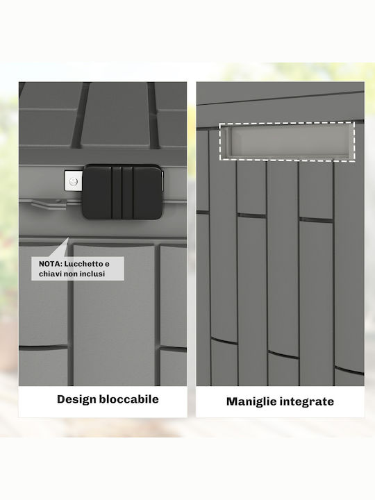 Outsunny Outdoor Storage Box Made of Polypropylene 227lt Grey L106.5xW43xH54.5cm