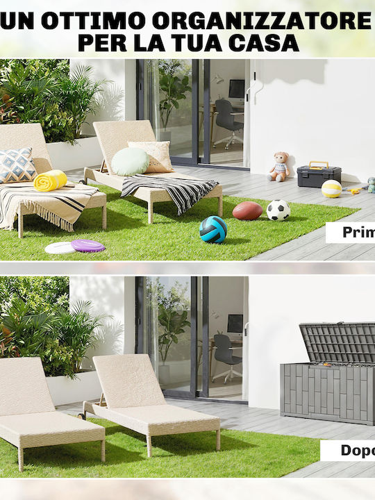 Outsunny Outdoor Storage Box Made of Polypropylene 227lt Grey L106.5xW43xH54.5cm