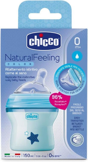 Chicco Plastic Baby Bottle Natural Feeling Anti-colic with Silicone Teat for 0+ months Pink 150ml