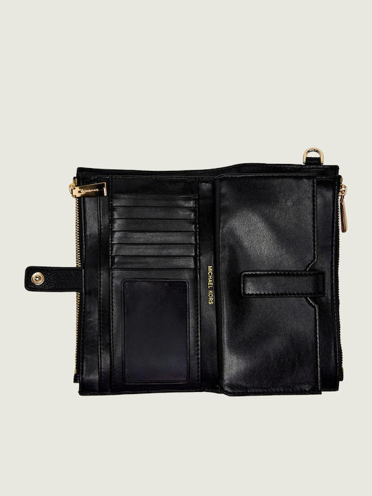 Michael Kors Schwarzes Leder Doppel-Reißverschluss-Handgelenkstasche