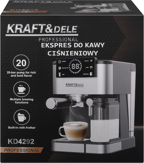 Kraft & Dele Espressoare 1500W Presiune 20bar Argintiu KD4292