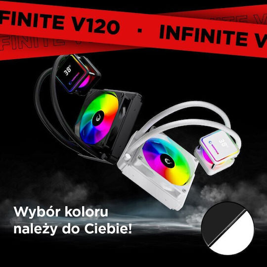 Rampage INFINITE V120 CPU-Kühlerlüfter für Steckdose AM5 mit ARGB Beleuchtung Weiße
