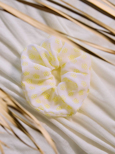 Celestino Women's Floral White Hair Scrunchie