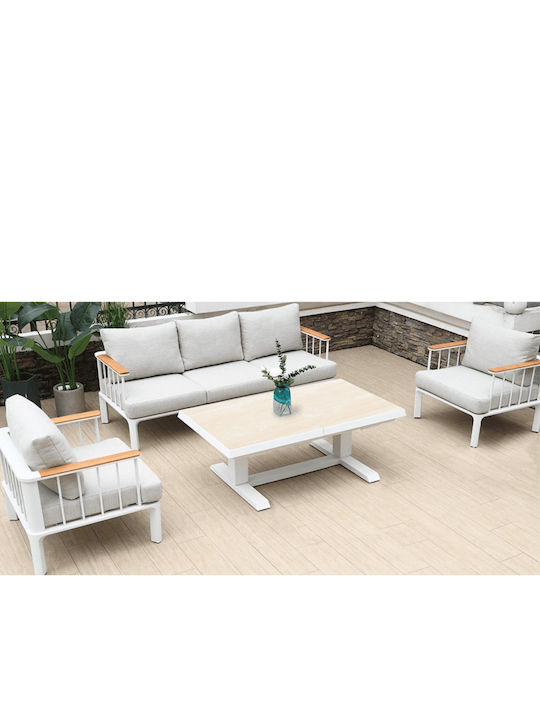 Outdoor Living Room Set 4 Pieces Aluminum
