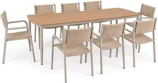 Garten- und Outdoor-Möbelsets Speisesaal Denver 9 Stück Beige E6760,1S