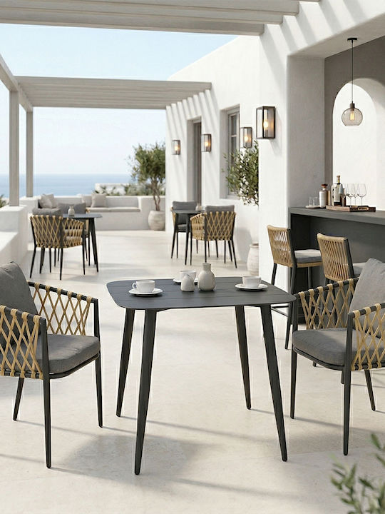 Dining Set for Small Outdoor Spaces Peluxe Vista 3 Pieces Anthracite with Pillows