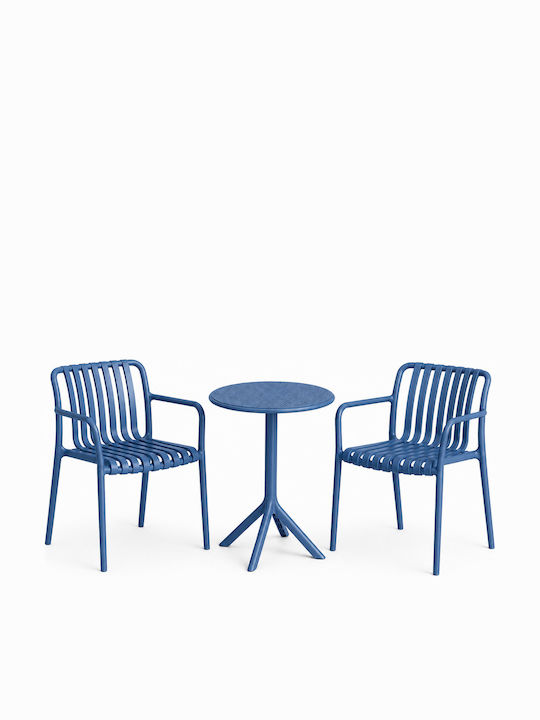 Garden & Outdoor Furniture Sets Dining Room for Small Balcony 3 Pieces Blue Moda