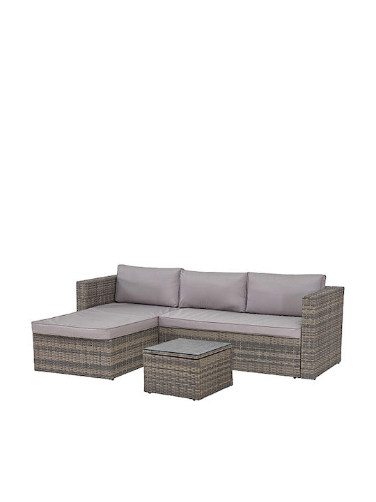 Set de Grădină Colțar Cameră de zi Rattan cu Perne și Măsuță