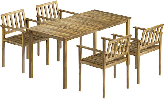 Dining Room Set 5 Pieces Teak
