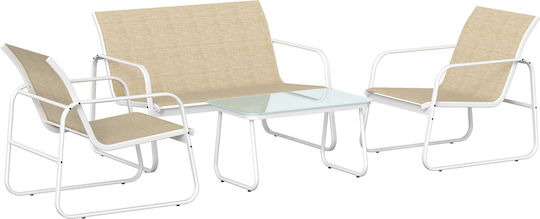 Garden & Outdoor Furniture Sets Sofa Set 4 Pieces Khaki