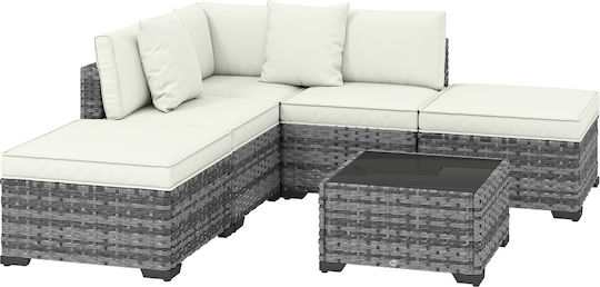 Living Room Set 6 Pieces Gray with Pillows