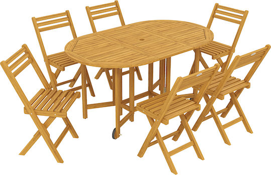 Dining Room Set 7 Pieces Natural Wood