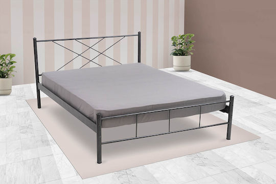 Pat Single Metal Negru Pentru Saltea 90x190cm