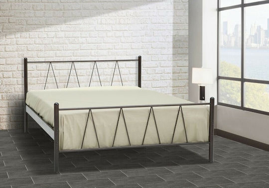 Ίος Κρεβάτι Ημίδιπλο για Στρώμα 110x190cm Χάλκινο