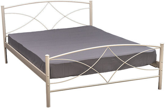 Andros Bed Double Metal White for Mattress 150x200cm