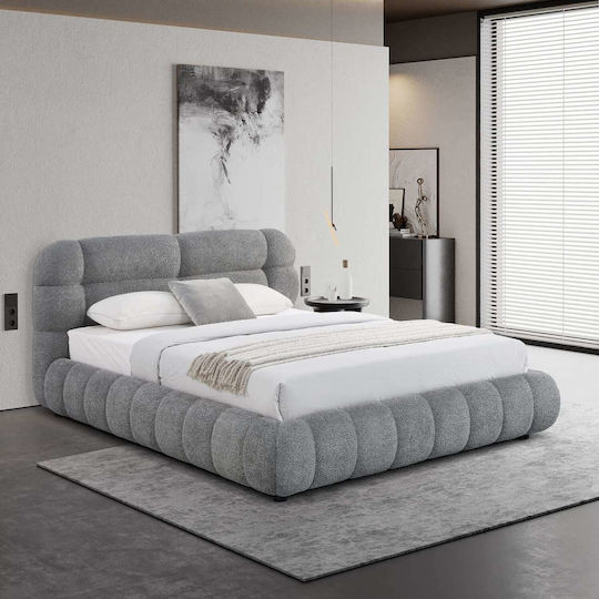 Κρεβάτι Υπέρδιπλο για Στρώμα 160x200cm Γκρι Μπούκλε