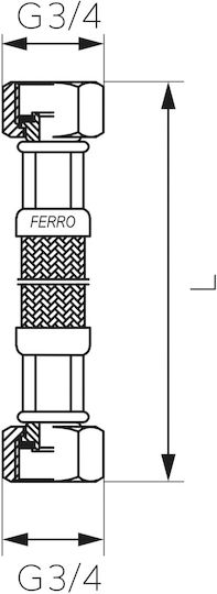 Ferro Connection Pipe Stainless Steel Braided Pipe 3/4" Nn L-50cm Pws63