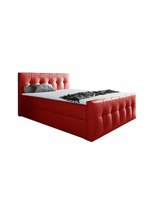 Baltimore 138 Bett Halbdoppel Mit Kunstleder Rotes Mit Stauraum, Latten & Matratze 120x200cm