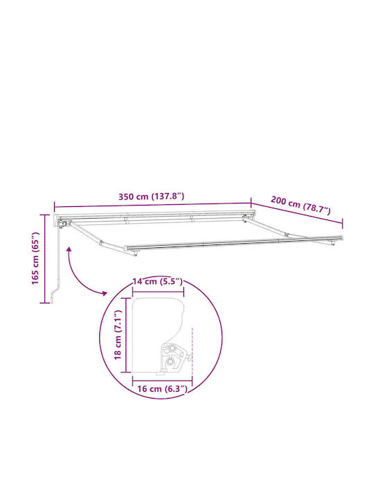 vidaXL Terrasse Zelt mit LEDs Grau 3.5x2m