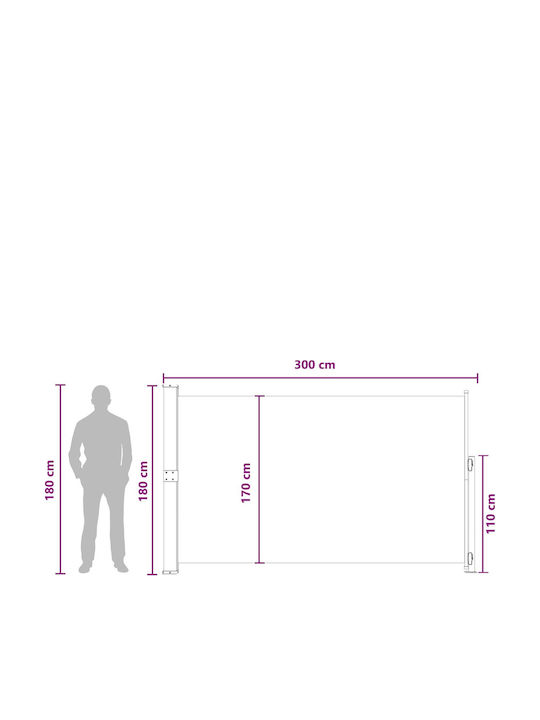 vidaXL Seitliche Markise Terrasse Braun 3x1.8m