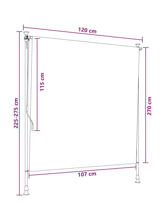 vidaXL Terrasse Zelt mit LEDs Grau 1.2x2.7m