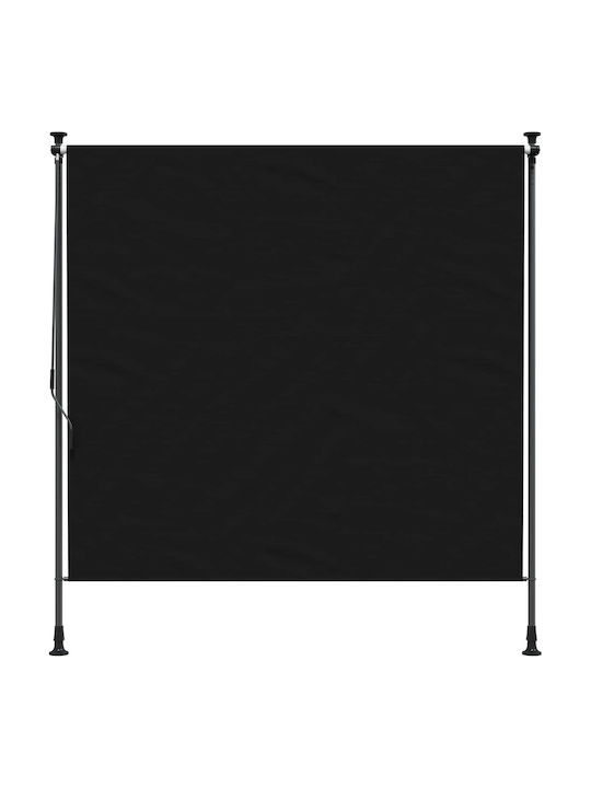vidaXL Πλαϊνή Τέντα Βεράντας με Led Μαύρη 1.5x2.7m