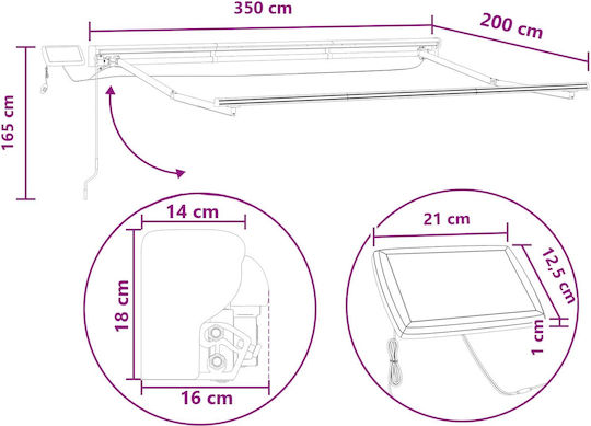 vidaXL Cadru Pentru Copertină Bej Cu Strat PU 2.5x3.5m