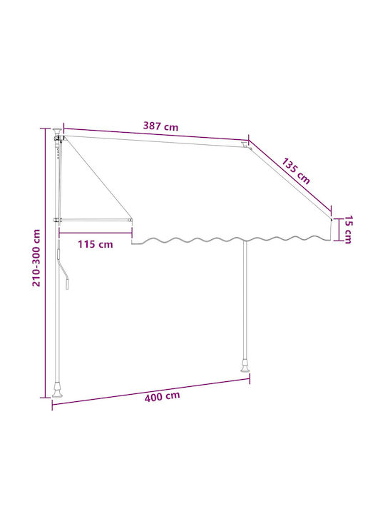 vidaXL Mehrfarbige Terrassen Zelt 4x1.15m