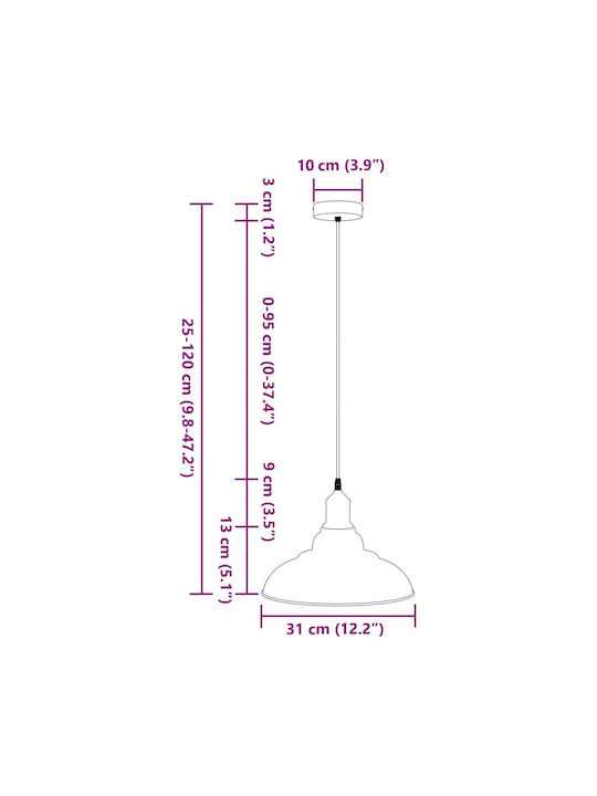 vidaXL Black Ceiling Light with E27 Socket
