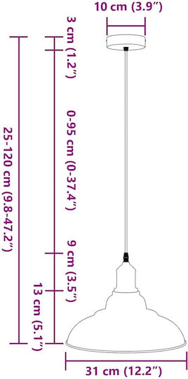vidaXL Black Ceiling Light with E27 Socket