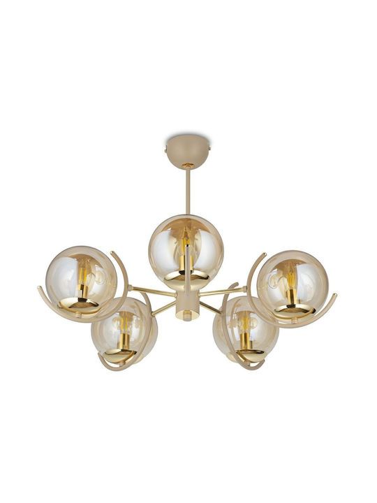 HowHomely Deckenleuchte Beige für 5 E14 Lampenbirnensockel