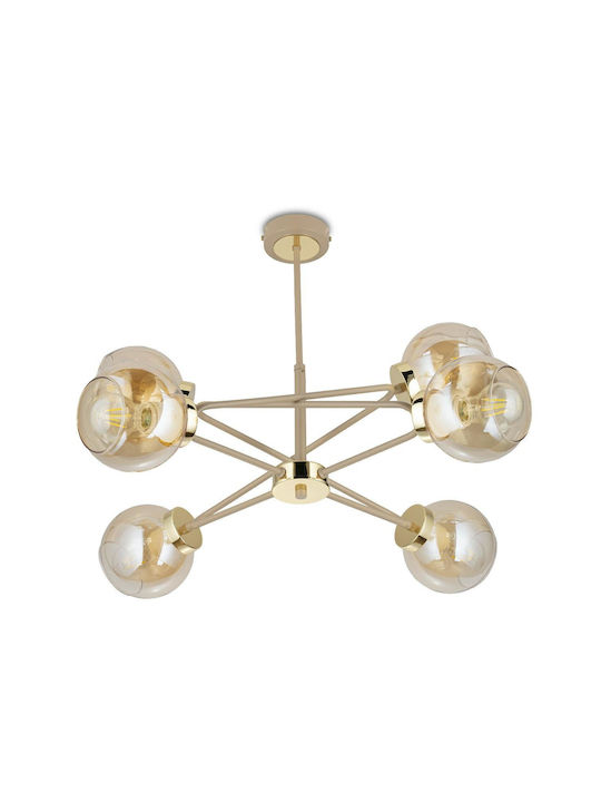 HowHomely Beige Pendant Ceiling Light For 6 E27 Bulbs