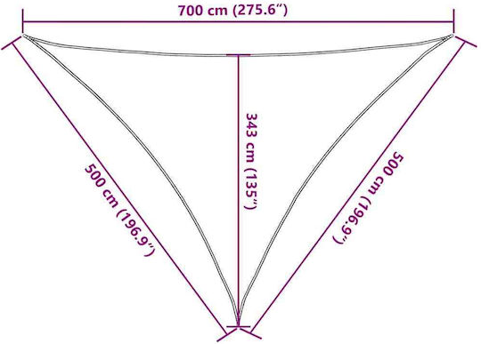 vidaXL Triangle Shade Divider Blue with PU Coating 5x7x5m