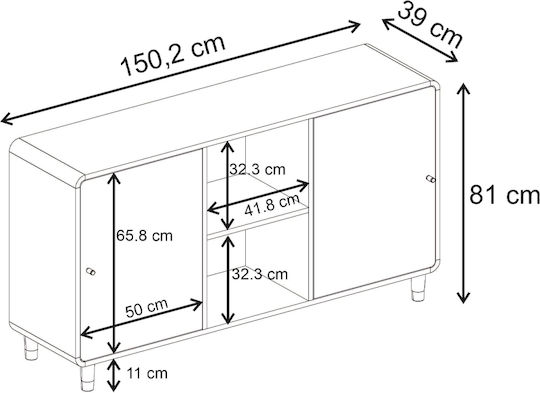 Μπουφές Doro Ξύλινος Sepet Oak 150.2x39x81cm