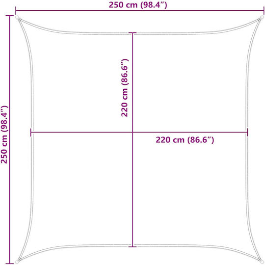 vidaXL Quadratisches Netz / Schattengewebe Gelbe mit PU-Beschichtung 2,5x2,5m