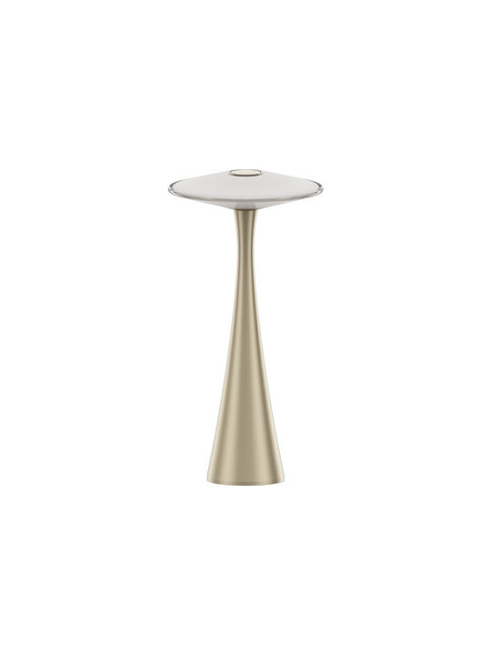 Glas Tischlampe mit Weißem Hut und Goldener Basis