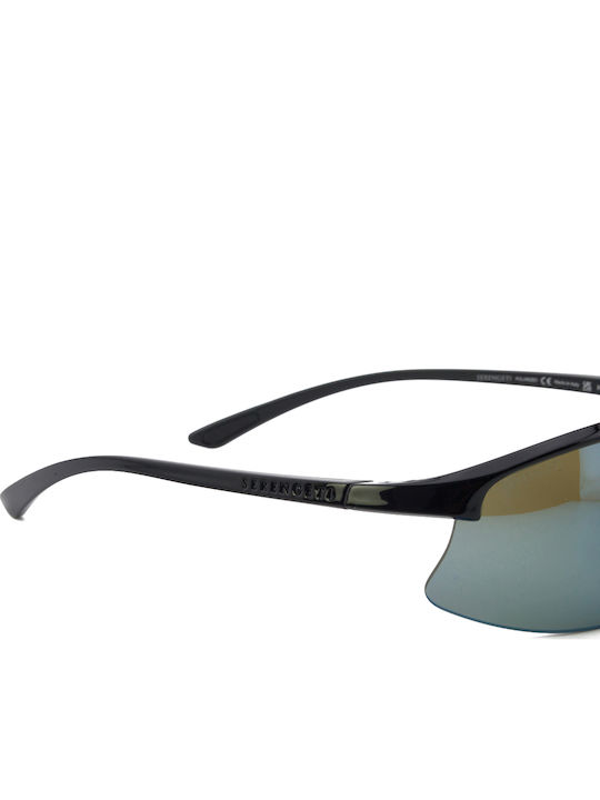 Serengeti Unisex Sunglasses With Black Frame And Black Polarized Mirror Lens