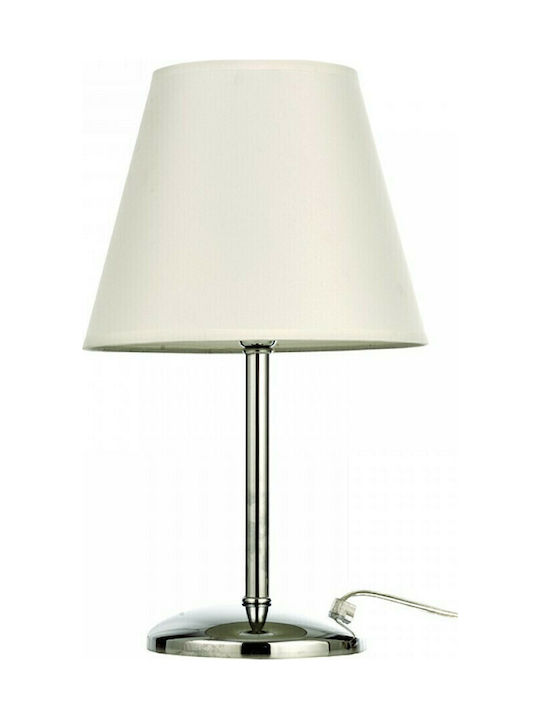 Inlight 3425 Metal Table Lamp for Socket E14 with White Shade and Silver Base 3425-WHITE
