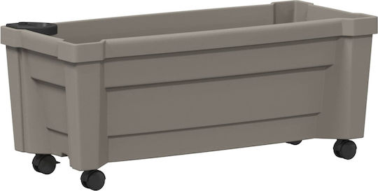 vidaXL Пластмасова Саксия За Цветя Сива 79x35x33см