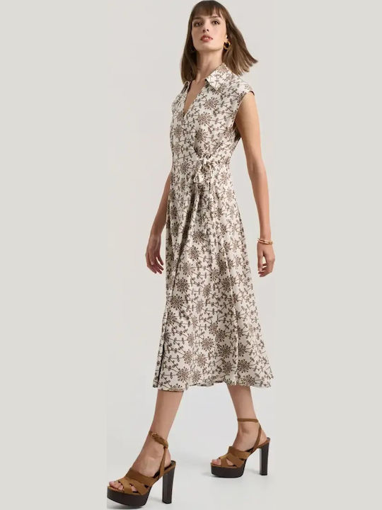 Sommer Midi Damenkleid Wickel Beiges