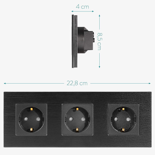 Navaris Priză Electrică Triplă Neagră