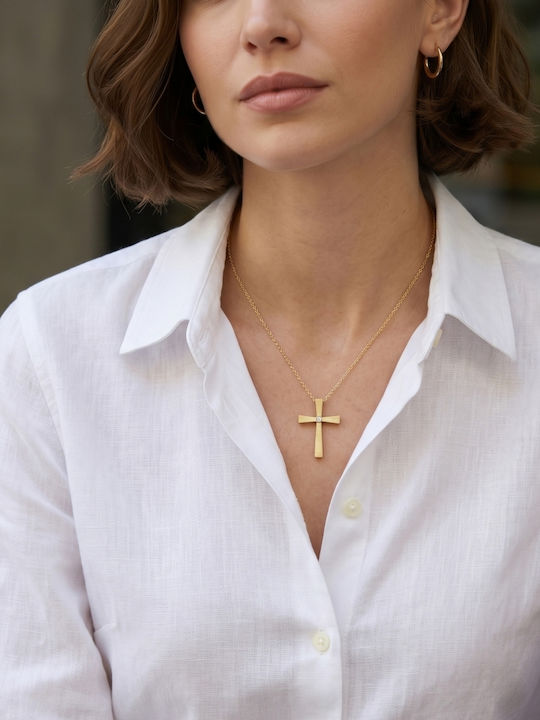 Damen Gold Kreuz 9K mit Kette