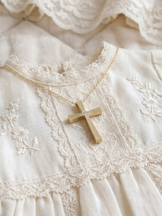 Damen Gold Kreuz 9K mit Kette